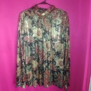 Vintage beautiful transparent watercolor 70s blouse